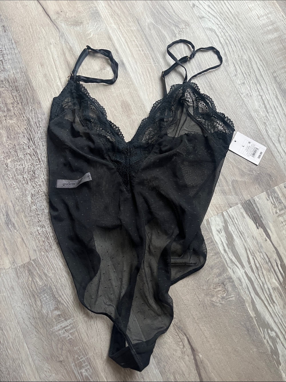 Auden Black Sheer Lace-Trim Chemise